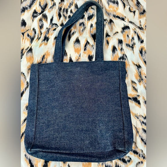 Vintage small dark denim beaded handbag - Picture 3 of 4